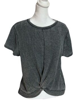 True Craft Waffle Knit Twist Front Top – Junior XL – Short Sleeve